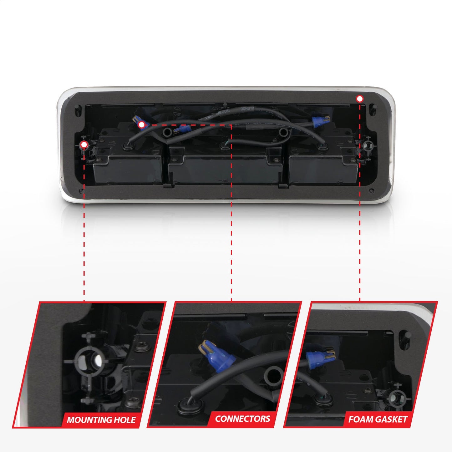 Anzo USA | Third Brake Light Assembly LED Clear Lens Chrome Housing B-Series | Fits F-150 | 531088