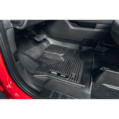 Husky Liners | X-act Contour Front & 2nd Seat Floor Liners For 2017-2024 F-250/F-350/F-450 Super Duty Husky Liners | 53388 installed in vehicle.