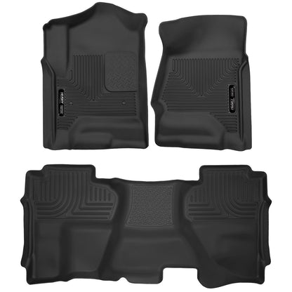 Husky Liners | X-act Contour Front & 2nd Seat Floor Liners For 2014-2019 Silverado 1500/1500 LD/2500 HD/3500 HD, Sierra 1500/1500 Limited/2500 HD/3500 HD Husky Liners | 53918