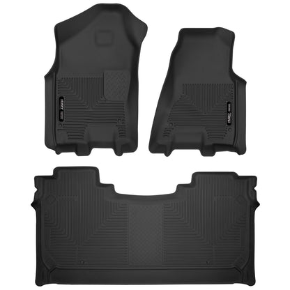 Husky Liners | X-act Contour Front & 2nd Seat Floor Liners For 2019-2024 1500 Crew Cab Husky Liners | 54608 in black rubber