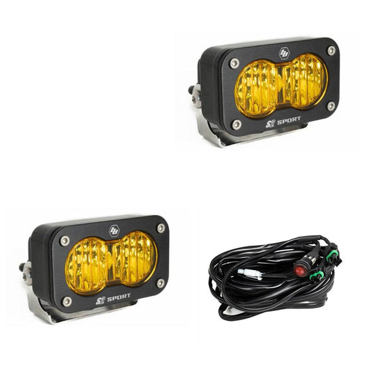 BAJA DESIGNS LED Work Light Baja Amber Lens Wide Cornering Pattern Pair S2 Sport Baja Designs I 547815