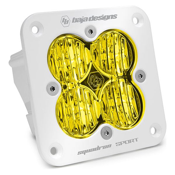 BAJA DESIGNS Flush Mount LED Light Pod White Baja Amber Lens Wide Cornering Pattern Squadron Sport Baja Designs I 551015WT