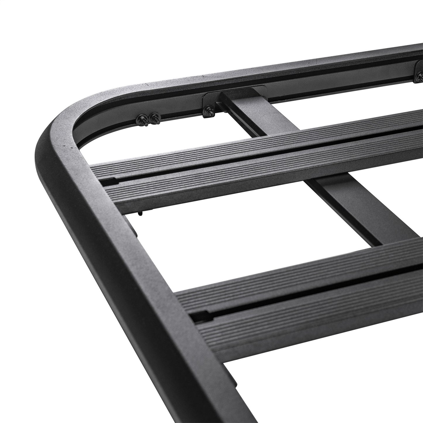 Smittybilt Defender Platform Roof Rack 45 in. Wide x 60 in. Long x 2 in. Sides Black 2.8mm Stringers Aluminum Aerodynamic Design Mounting Brackets Not Included I 6045