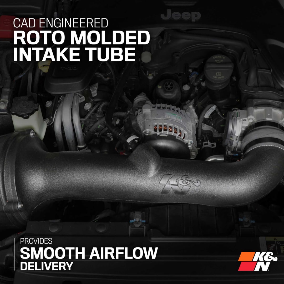 K & N Cold Air Intake - High-flow, Roto-mold Tube - for 2018-C Jeep Wrangler JL / JT V6-3.6L - 63-1576