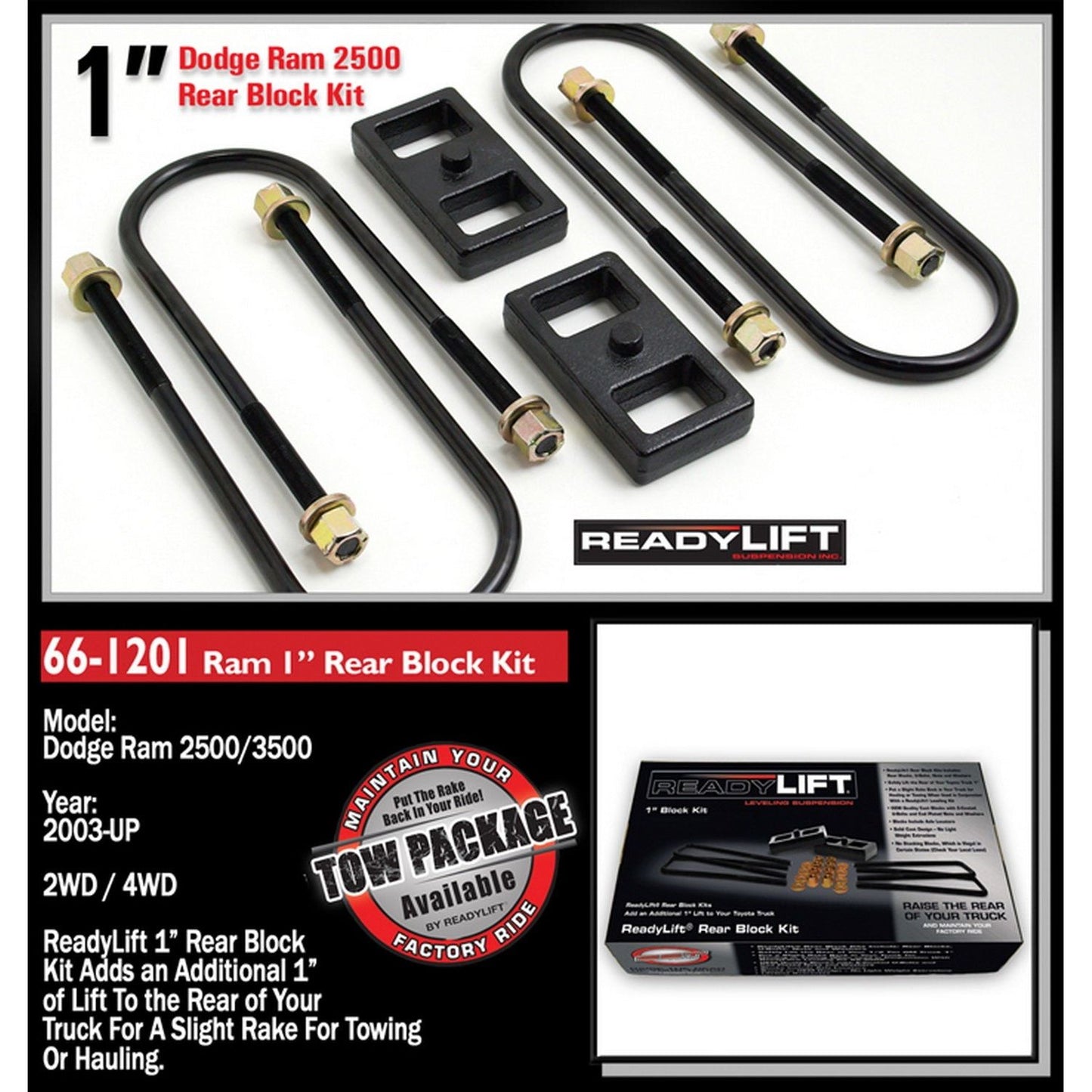ReadyLIFT 1'' Rear Block Kit for use without Top mounted Overloads (3500) 66-1201