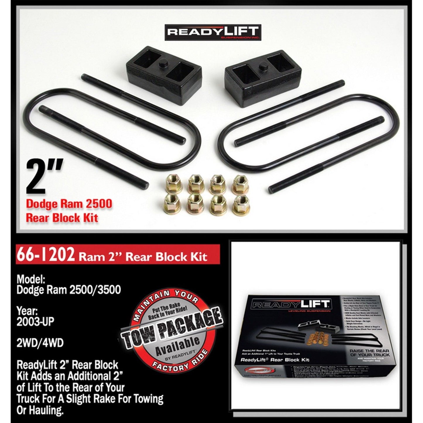ReadyLIFT 2'' Rear Block Kit for use without Top mounted Overloads (3500) 66-1202