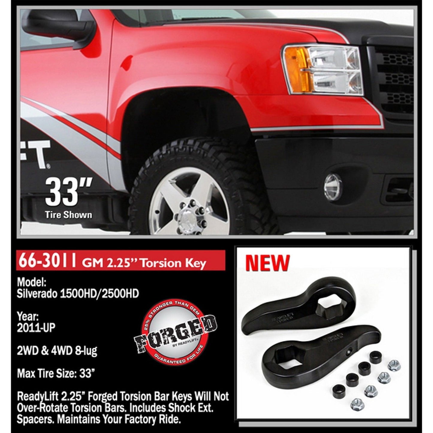 ReadyLIFT 2.25'' Front Leveling Kit (Forged Torsion Key) (2500/3500HD) 66-3011