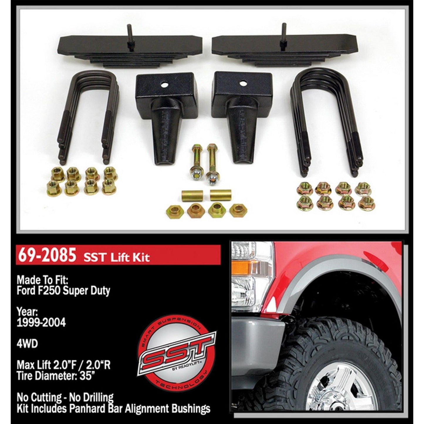 ReadyLIFT 2'' Lift Kit 2 Piece Drive Shaft includes Carrier Bearing Spacer (F250/F350/F450) 69-2085