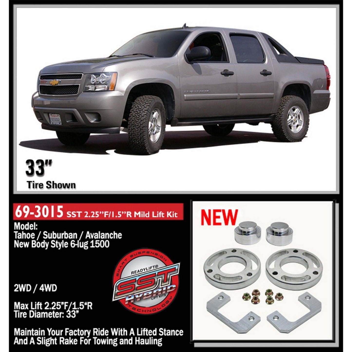 ReadyLIFT 2.25'' Front with 1.5'' Rear SST Lift Kit (Avalanche/Tahoe/Suburban/Yukon  Xl/Escalade) 69-3015