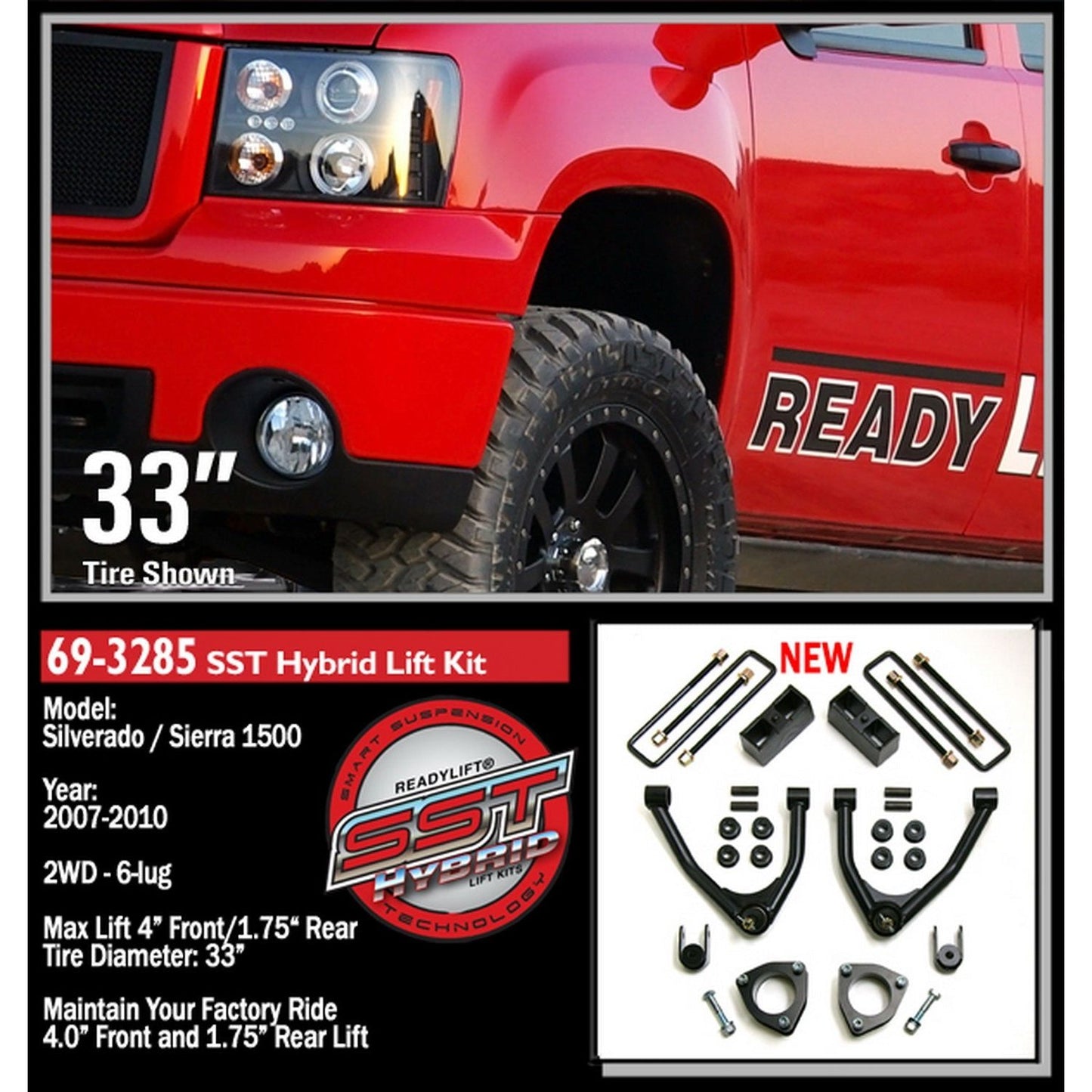 ReadyLIFT 4'' SST Lift Kit with Upper Control Arms for Forged Steel OE Upper Control Arms without Shocks (1500) 69-3285