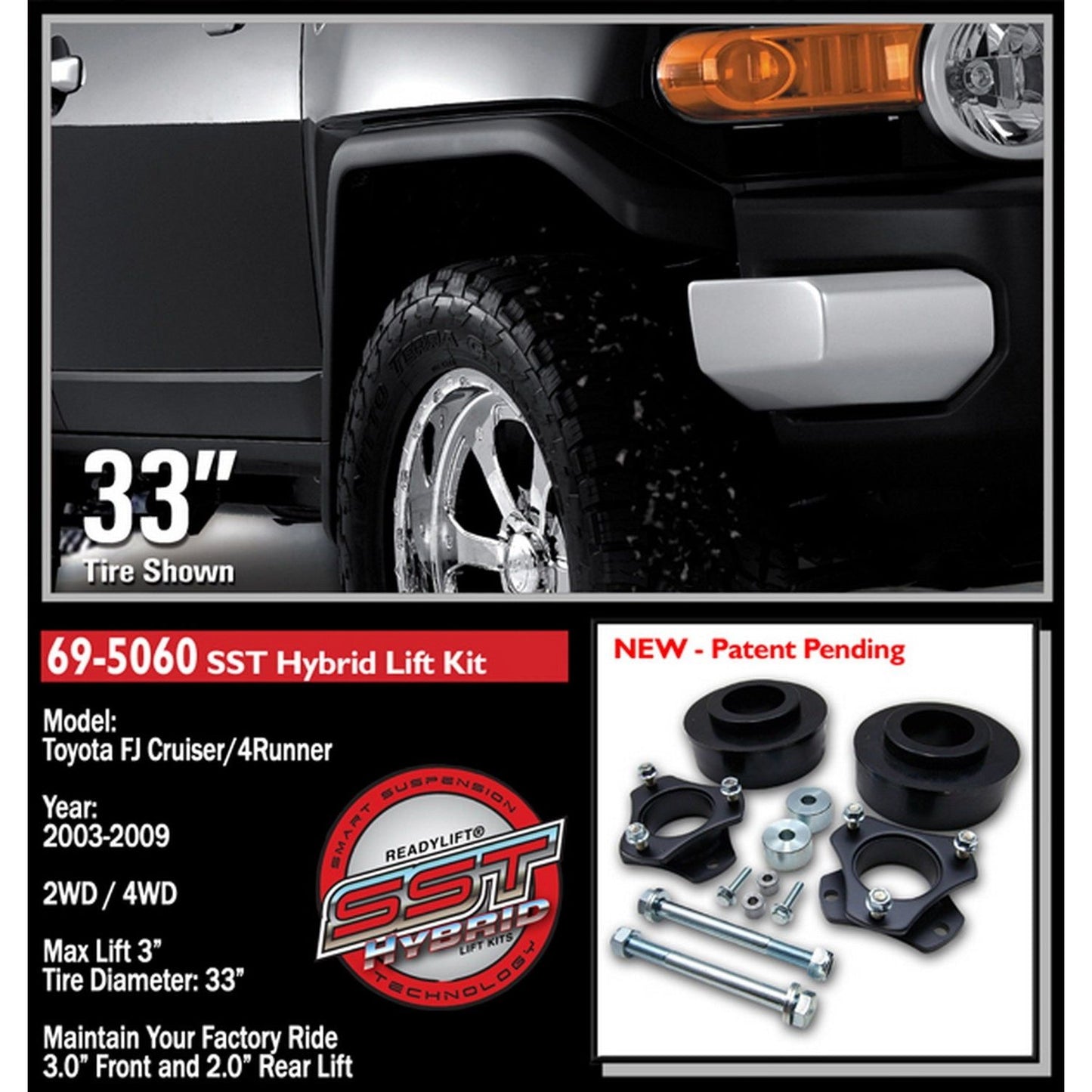 ReadyLIFT 3'' SST Lift Kit Front with 2'' Rear Spacer without Shocks (4runner/Fj) 69-5060