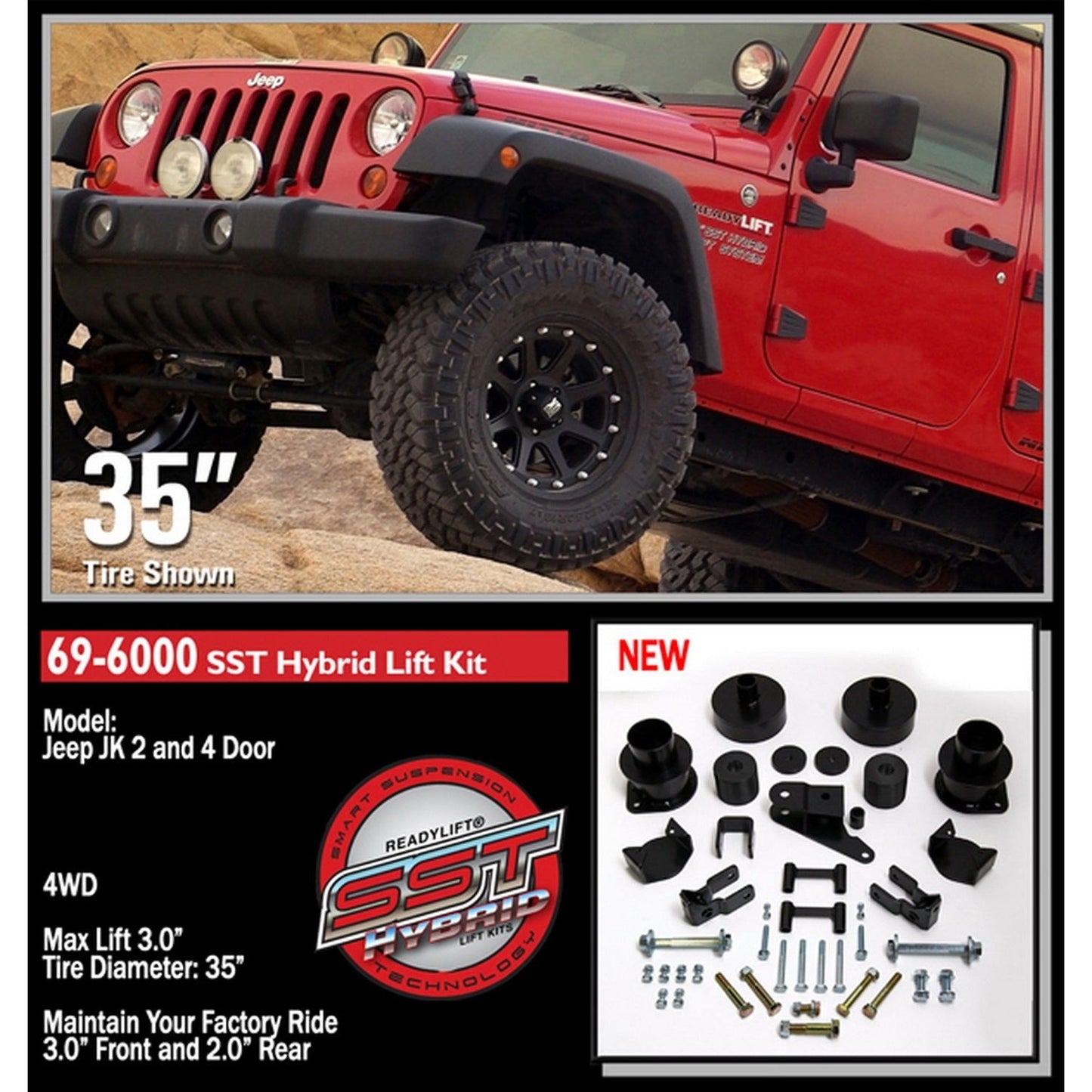ReadyLIFT 3'' SST Lift Kit without Shocks (JK) 69-6000