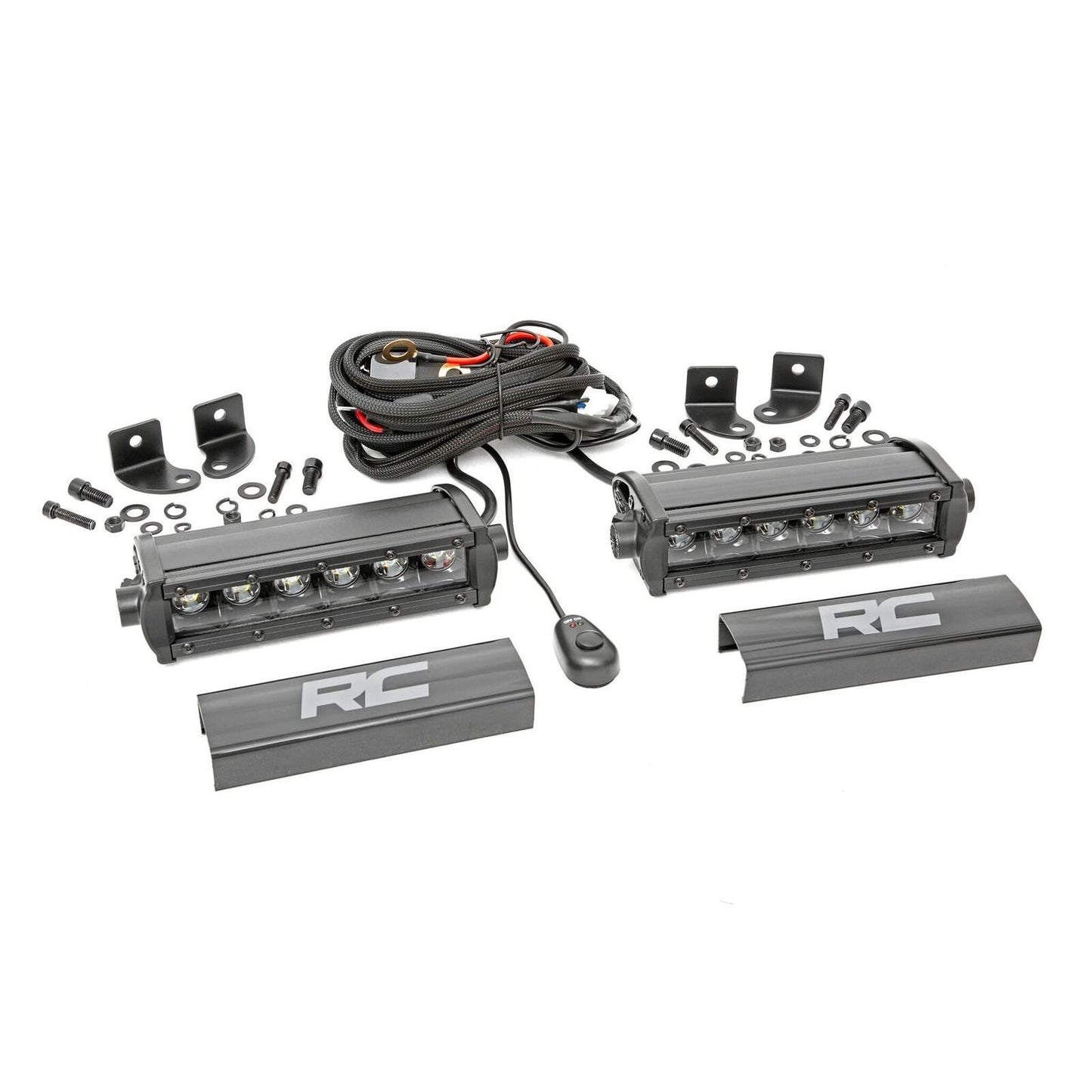 ROUGH COUNTRY 6 Inch Black Series LED Light Bar | Single Row | Pair | 70706BL