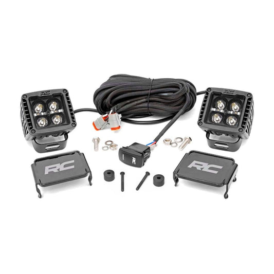 ROUGH COUNTRY LED Light Kit | Cowl Mount | 2" Black Pair | Amber DRL | Jeep Gladiator JT/Wrangler JL (18-25) | 70060
