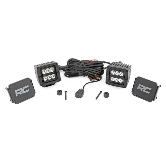 ROUGH COUNTRY LED Light Kit | Cowl Mount | 2" Black Pair | Jeep Gladiator JT/Wrangler JL (18-25) | 70062