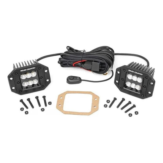 Rough Country 2-inch Square Flush Mount" Black Series LED Light Pair I 70113BL