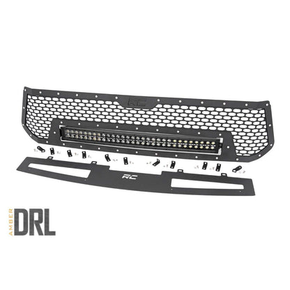 ROUGH COUNTRY Mesh Grille | 30" Dual Row LED | Black | Amber DRL | Toyota Tundra (14-17) | 70224
