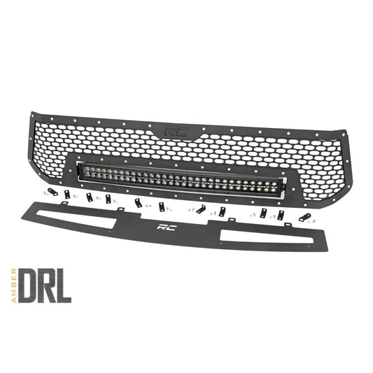 ROUGH COUNTRY Mesh Grille | 30" Dual Row LED | Black | Amber DRL | Toyota Tundra (14-17) | 70224