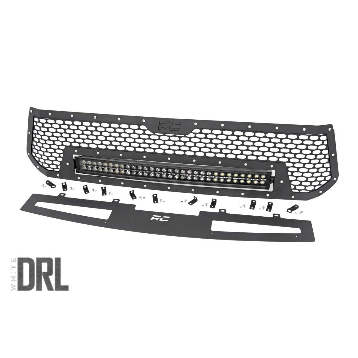 ROUGH COUNTRY Mesh Grille | 30" Dual Row LED | Black | White DRL | Toyota Tundra (14-17) | 70225