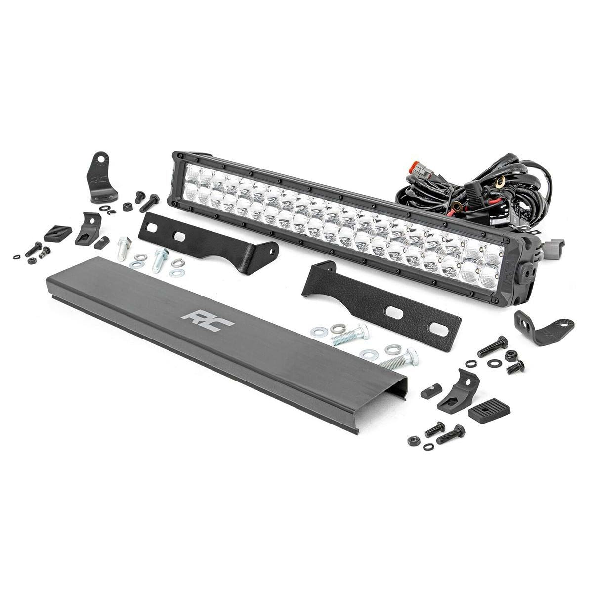 ROUGH COUNTRY LED Light Kit | Bumper Mount | 20" Chrome Dual Row | Amber DRL | Jeep Grand Cherokee WK2 (11-20) | 70776