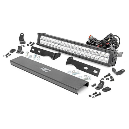 ROUGH COUNTRY LED Light Kit | Bumper Mount | 20" Chrome Dual Row | Amber DRL | Jeep Grand Cherokee WK2 (11-20) | 70776