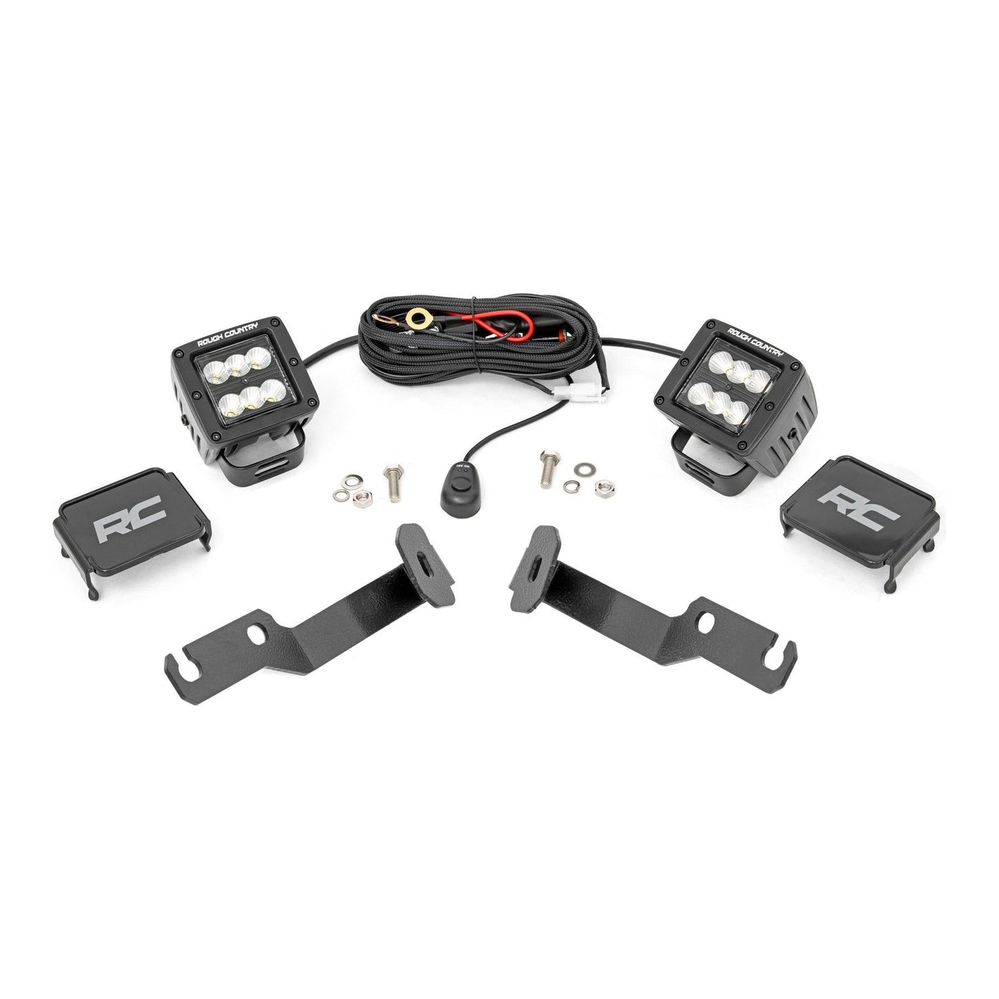 Rough Country Black Series w/ Flood Beam Low-Profile LED Light Ditch Light Kit I 71088