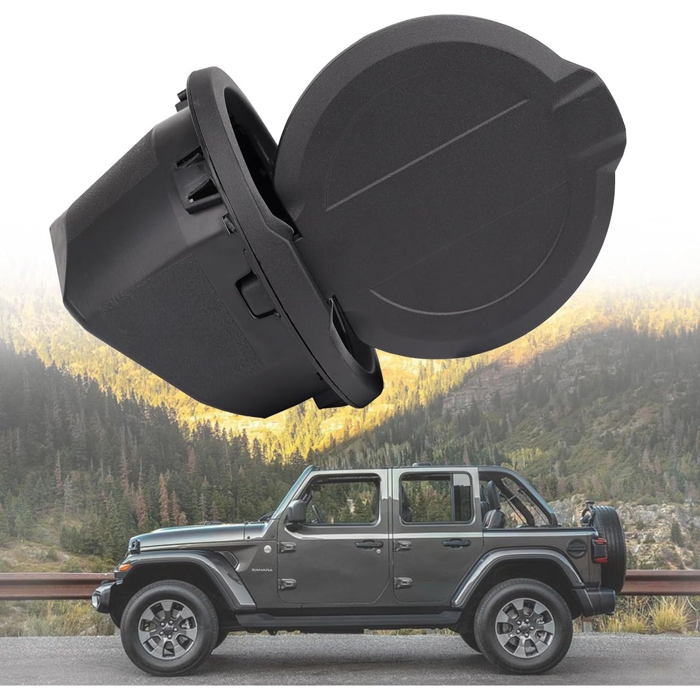 Fuel Door in Black for 18-25 Jeep Wrangler JL (non locking)