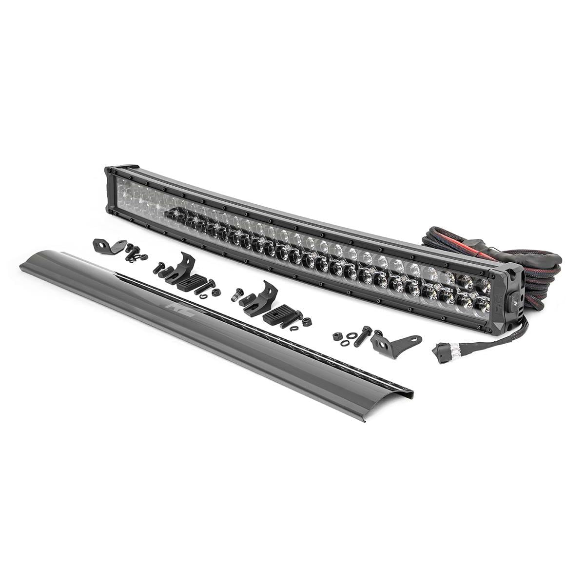 ROUGH COUNTRY 30 Inch Black Series LED Light Bar | Curved | Dual Row | Cool White DRL | 72930BD