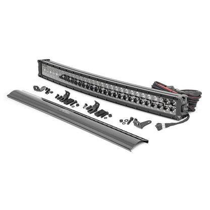 ROUGH COUNTRY 30 Inch Black Series LED Light Bar | Curved | Dual Row | Cool White DRL | 72930BD