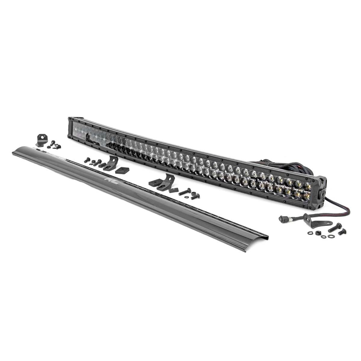 ROUGH COUNTRY 40 Inch Black Series LED Light Bar | Curved | Dual Row | Cool White DRL | 72940BD
