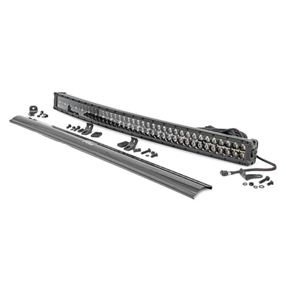 ROUGH COUNTRY 40 Inch Black Series LED Light Bar | Curved | Dual Row | Cool White DRL | 72940BD