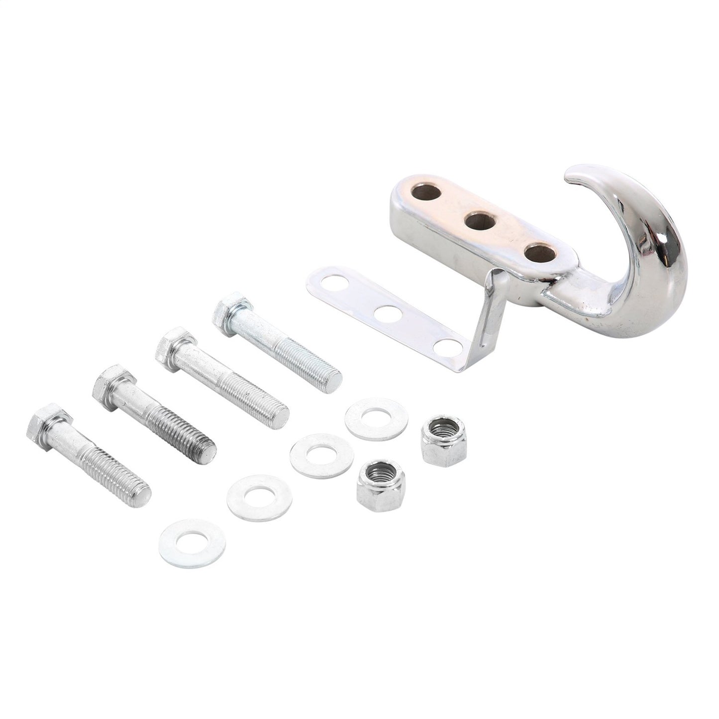 Smittybilt Tow Hook Kit Incl. Tow Hook Clip 2 Nuts Bolts Chrome No Drill Installation Front I 7505