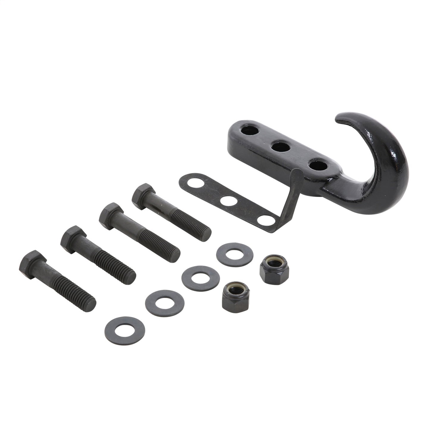 Smittybilt Tow Hook Kit Incl. Tow Hook Clip 2 Nuts Bolts Black No Drill Installation Front I 7605