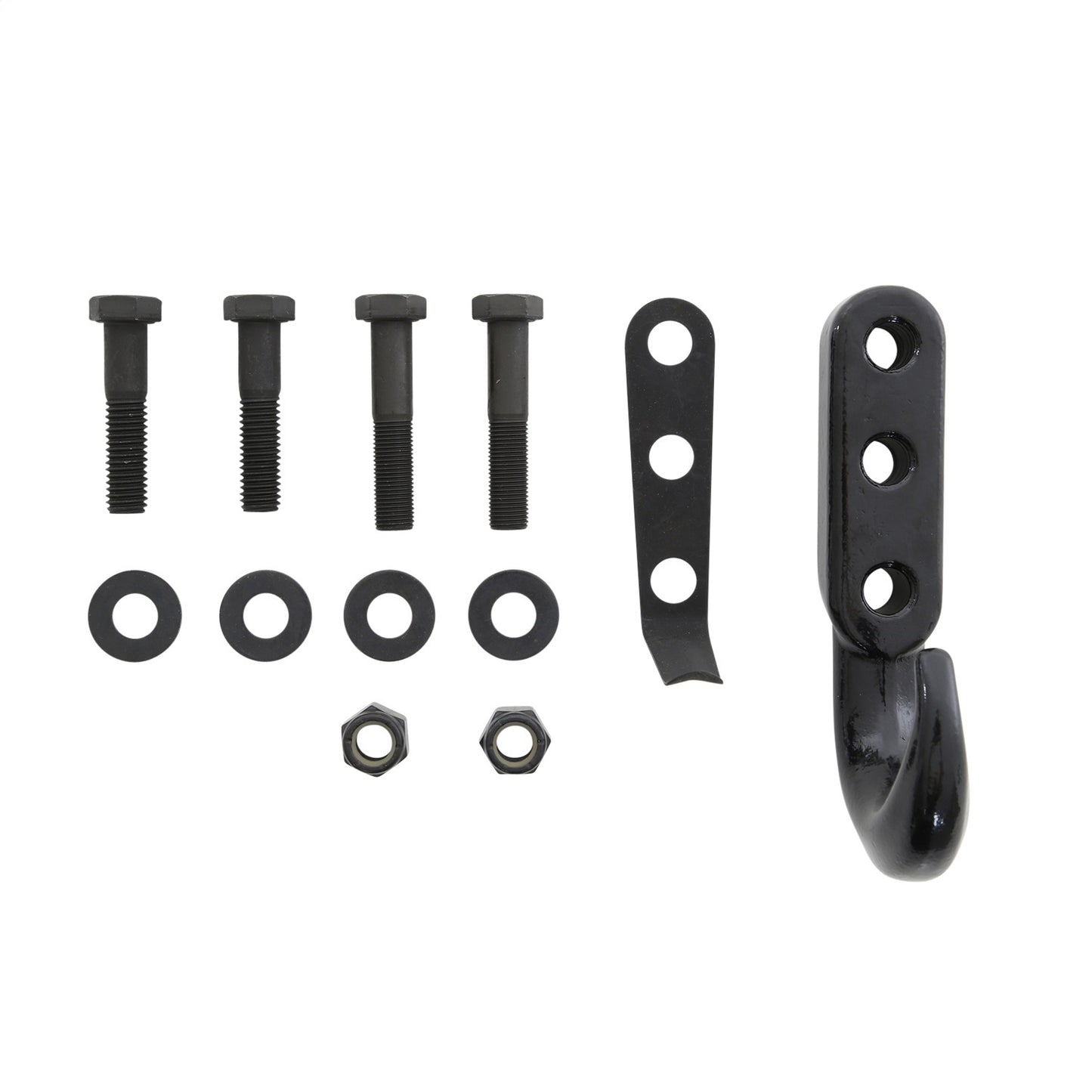 Smittybilt Tow Hook Kit Incl. Tow Hook Clip 2 Nuts Bolts Black No Drill Installation Front I 7605