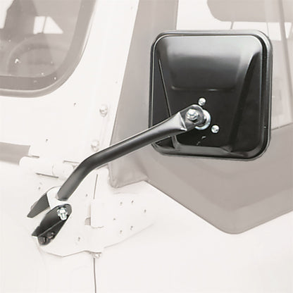 Smittybilt Side Mirror Kit Pair Black No Drill Installation Fits YJ w/Aftermarket Hinges I 7617