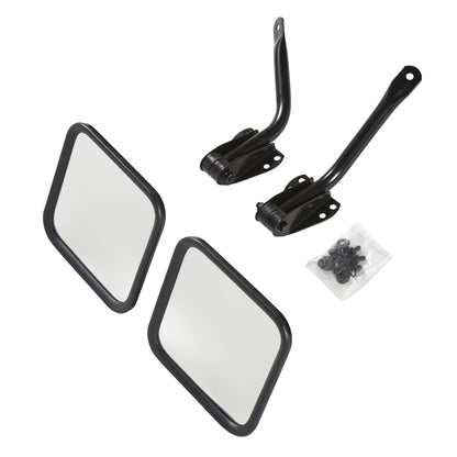 Smittybilt Side Mirror Kit Pair Black No Drill Installation Fits YJ w/Aftermarket Hinges I 7617