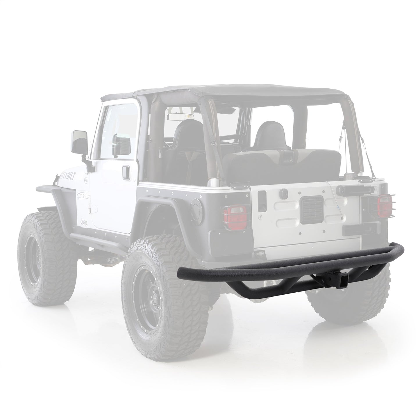 Smittybilt SRC Rear Bumper w/Hitch Black Textured No Drill Installation Does Not Incl. Tire Mount I 76611