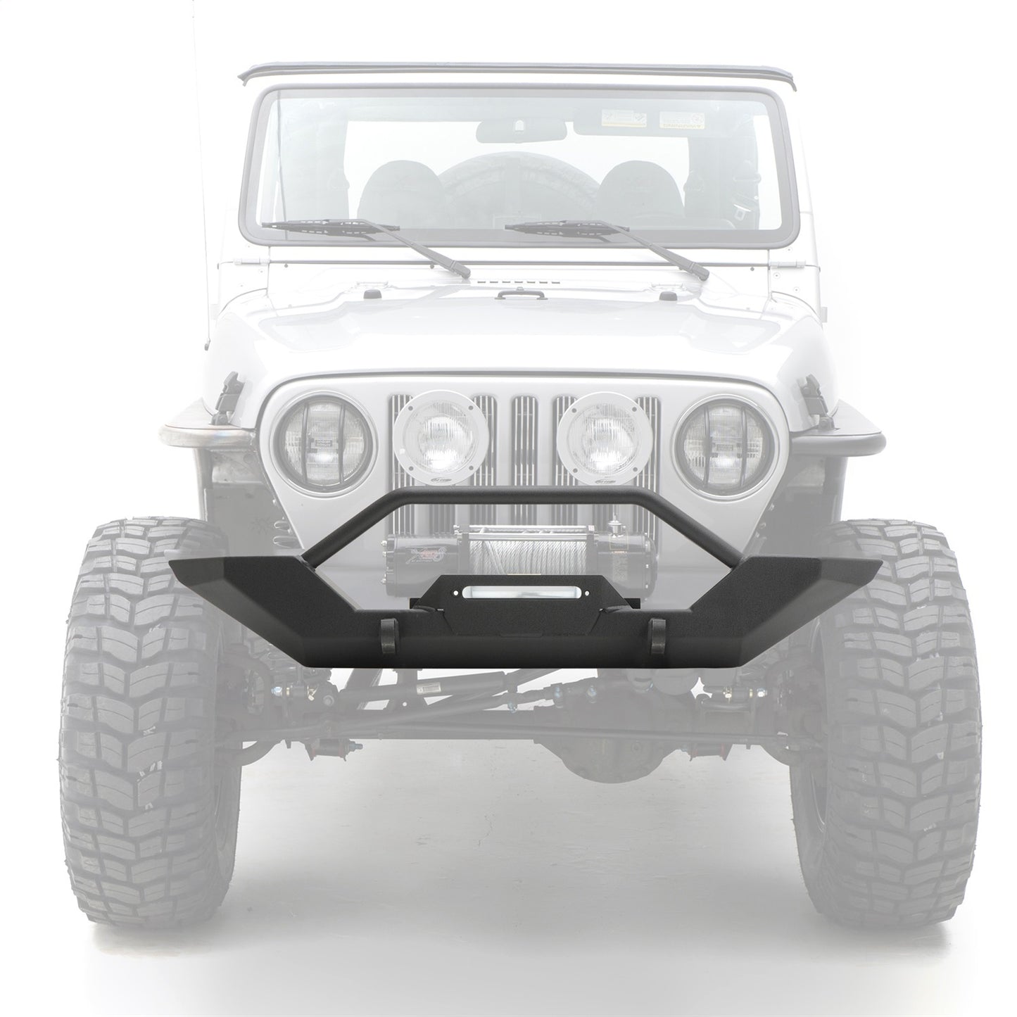 Smittybilt XRC Front Bumper Textured Black w/Two Light Tabs[Up to 9 in. Lights] I 76800