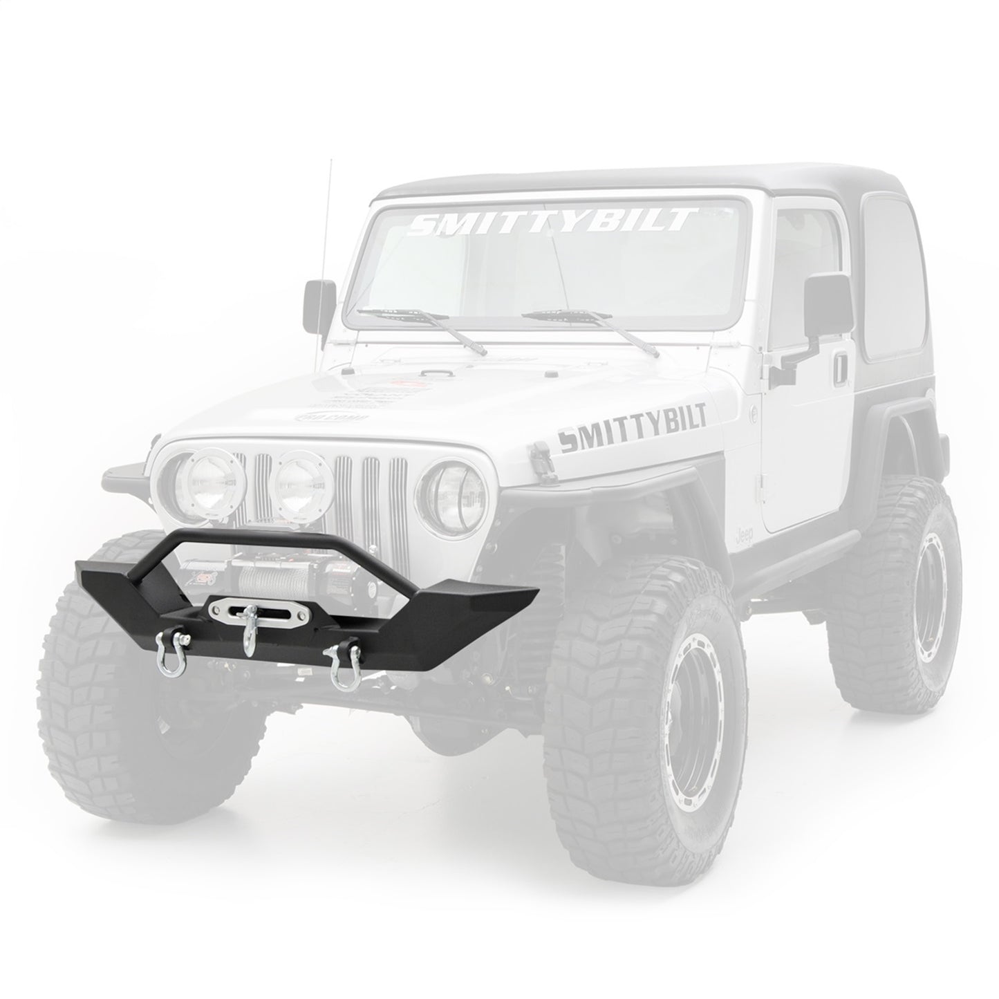 Smittybilt XRC Front Bumper Textured Black w/Two Light Tabs[Up to 9 in. Lights] I 76800
