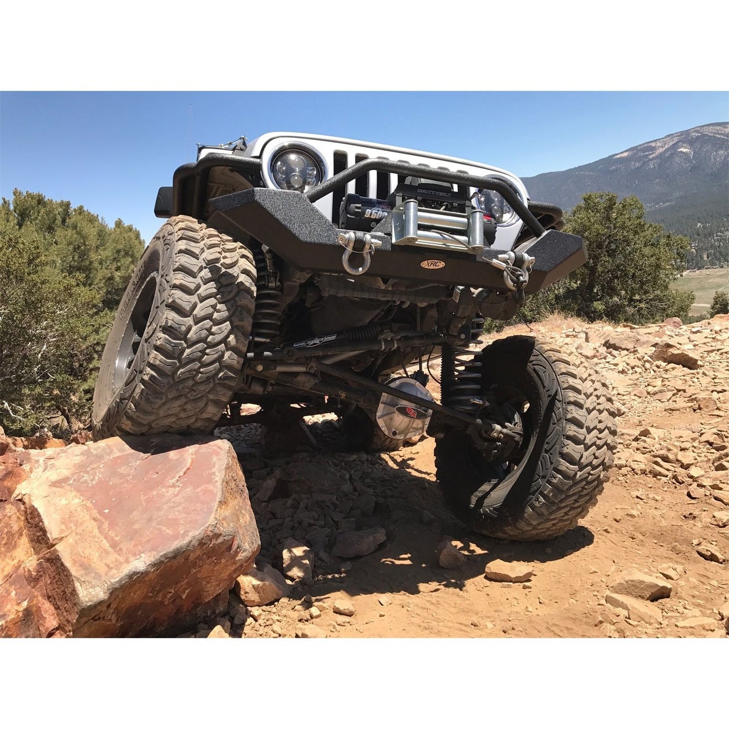 Smittybilt XRC Front Bumper Textured Black w/Two Light Tabs[Up to 9 in. Lights] I 76800