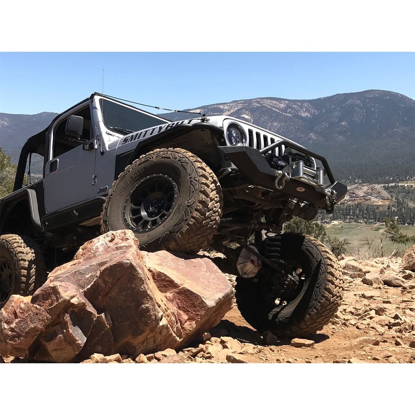 Smittybilt XRC Front Bumper Textured Black w/Two Light Tabs[Up to 9 in. Lights] I 76800