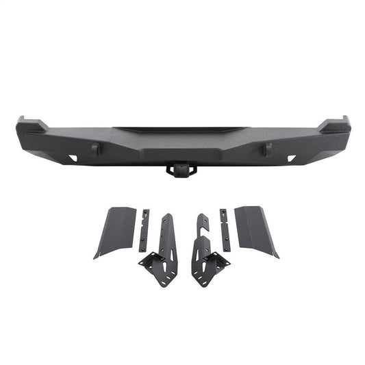 Smittybilt XRC Rear Bumper Textured Black Incl. Two Light Tabs[Up to 9 in. Lights] Winch Plate[Up to 10000 lb. Winch] Hitch I 76850