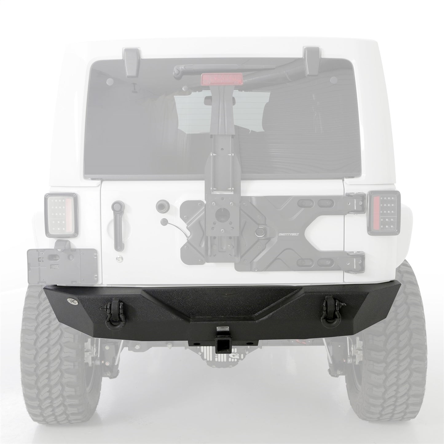 Smittybilt XRC Rear Bumper Matte Black Textured Powder Coat Incl. Hitch[Class III] And D-Rings I 76855