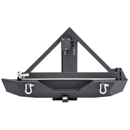 Smittybilt XRC Rear Bumper Textured Black w/Receiver Hitch No Drill Installation Tire Carrier Not Included I 76856-01
