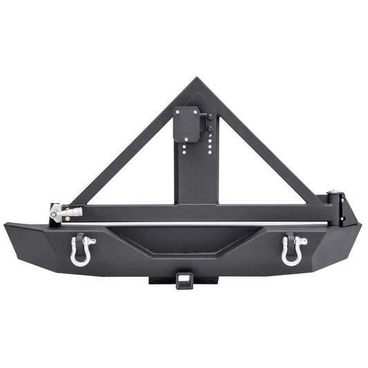 Smittybilt XRC Rear Bumper Textured Black w/Receiver Hitch No Drill Installation Tire Carrier Not Included I 76856-01