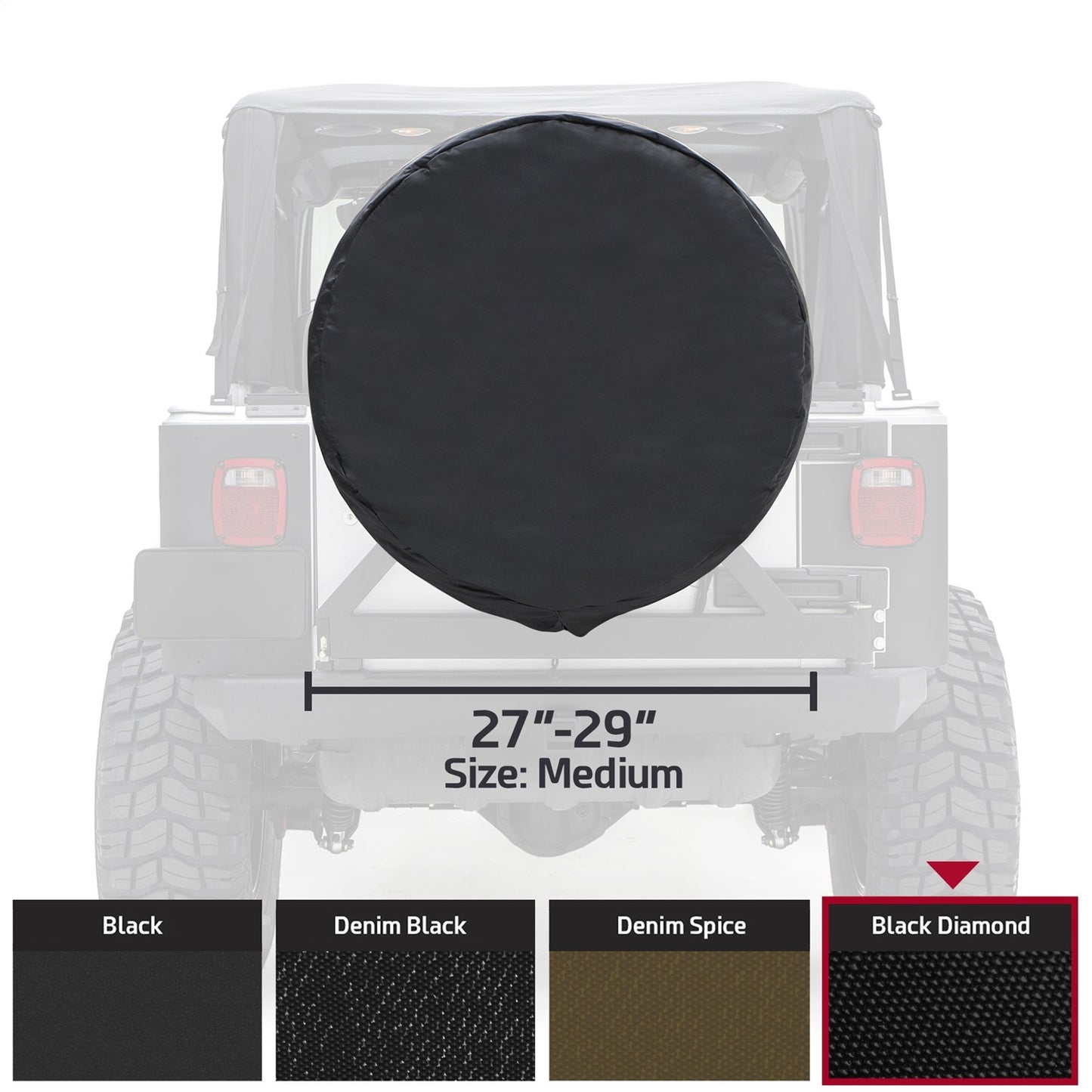 Smittybilt Spare Tire Cover Black Diamond 27-29 in. Tire Dia. Small I 772935