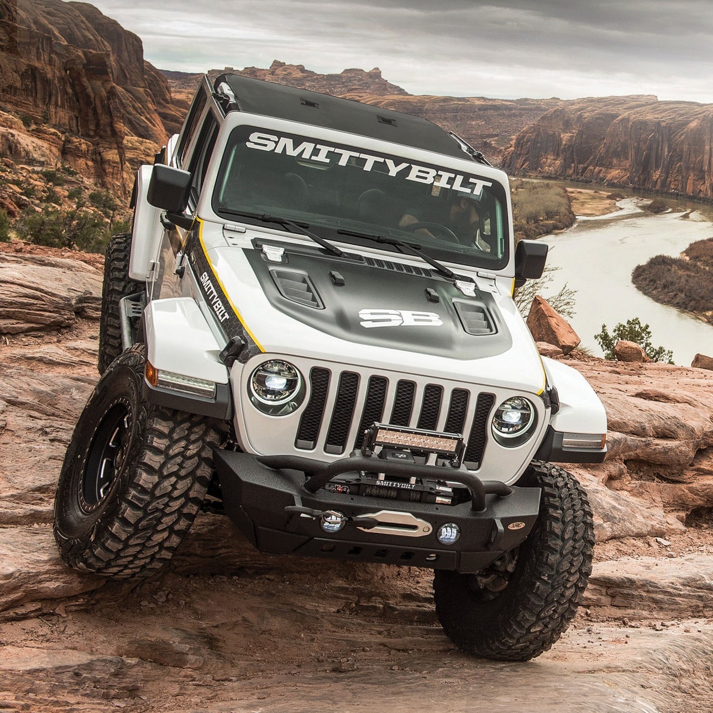 Smittybilt XRC GEN 2 Front Bumper Matte Black Powder Coat Incl. Winch Plate[Up to 12000 lb Winch] Solid D-Rings I 77807