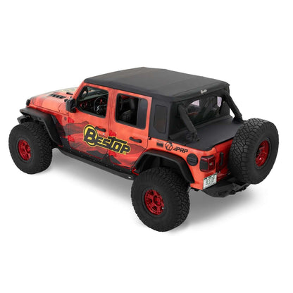 BESTOP | Jeep Wrangler Halftop Soft Top Conversion Kit For Jeep 2018-2023 Wrangler JL 4 Door Black Premium Twill Bestop | 80100-17 on vehicle