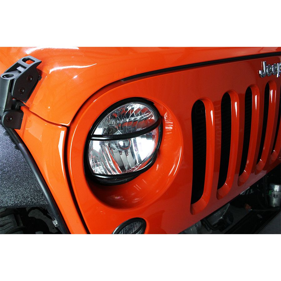 KENTROL Jeep JK Euro Headlight Guards Pair 07-18 Wrangler JK Textured Black Kentrol  80573