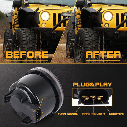 SMOKED LED TURN SIGNALS For Jeep Wranglers 2007-2018